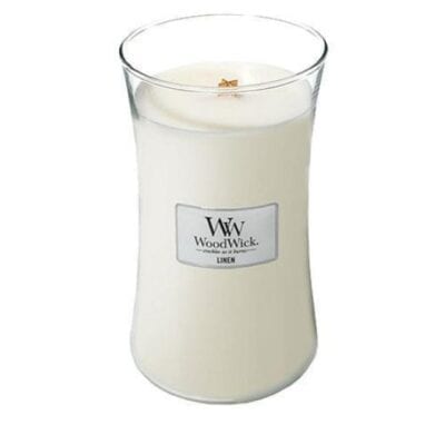 SALE Linen Woodwick Candle Jar