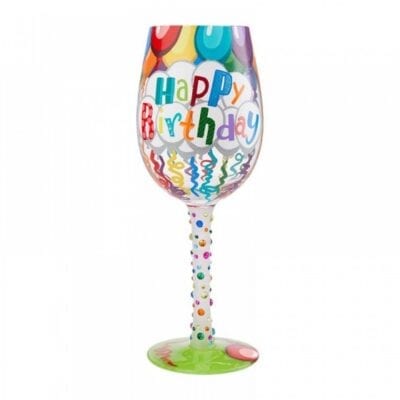 Birthday Streamers Wine Glass
