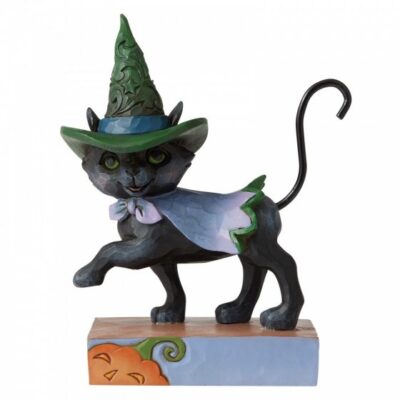 Heartwood Creek Walking Black Cat with Witch Hat Mini 10cm Figurine By Jim Shore