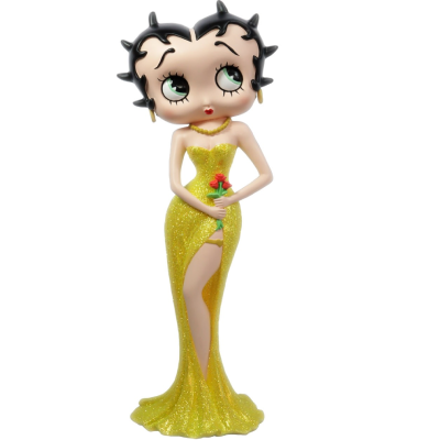 Betty Boop Holding Flowers Yellow Glitter 38cm Figurine