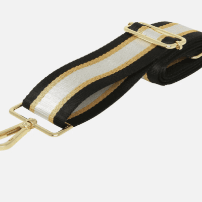 Alice Wheeler - Black and Gold Stripe Woven Shoulder Handbag Strap