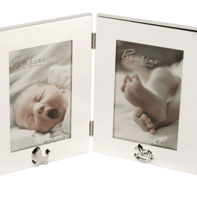 Bambino Silver Plated Double 4x6 Baby Frame by Juliana - Christening Gifts