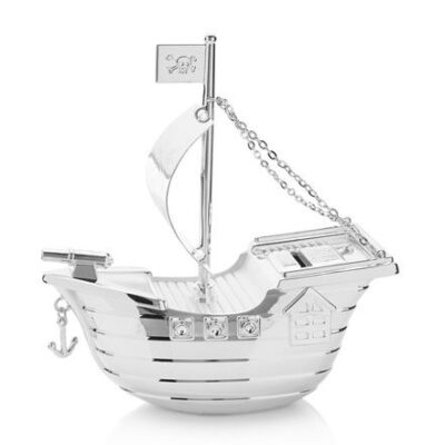 Bambino Silver Plated Pirate Ship Money Box by Juliana - Christening Gifts