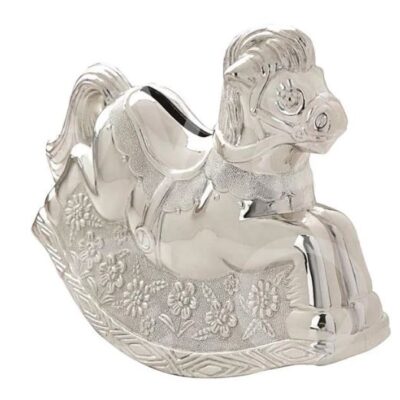 Bambino Silver Plated Rocking Horse Money Box by Juliana - Christening Gifts