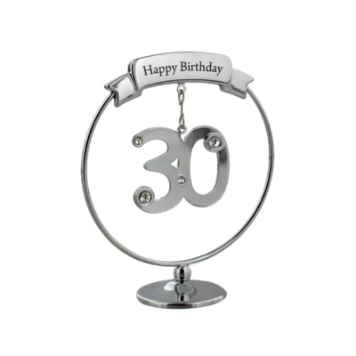 Crystocraft Happy Birthday '30' Ornament, 8.5cm