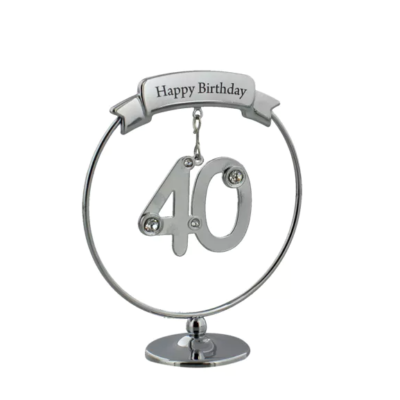 Crystocraft Happy Birthday '40' Ornament, 8.5cm