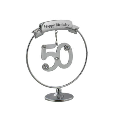 Crystocraft Happy Birthday '50' Ornament, 8.5cm