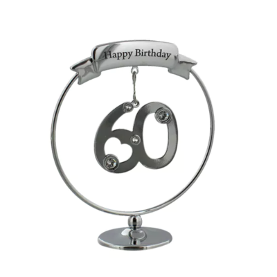 Crystocraft Happy Birthday '60' Ornament, 8.5cm