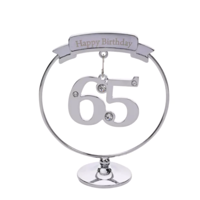 Crystocraft Happy Birthday '65' Ornament, 8.5cm