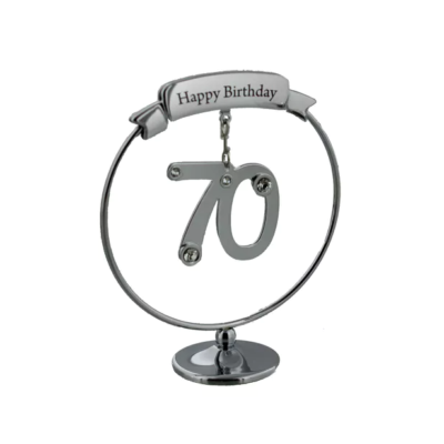 Crystocraft Happy Birthday '70' Ornament, 8.5cm