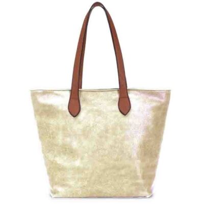 Long and Son – Women’s Gold Tote Shoulder Hand Bag with Handle