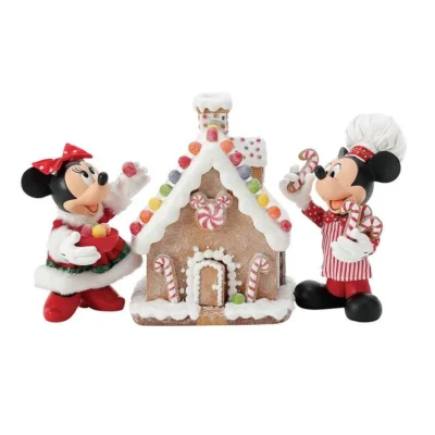 Disney Traditions Christmas Mickey and Minnie's Gingerbread House Figurine 30cm