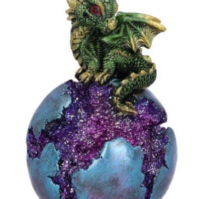 Geode Guard Green Dragon Sphere Crystal Figurine 12.7cm