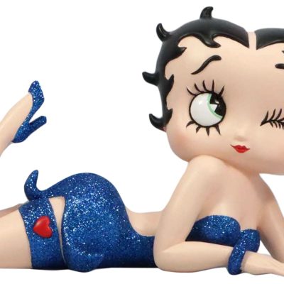Betty Boop Lying Down Blue Glitter dress 13cm Figurine Ornament