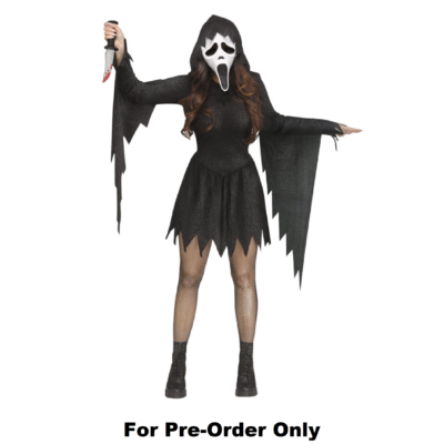 Pre-Order Official Scream Ghostface Ghost Face Ladies Black Glitter Costume