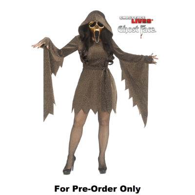 Pre-Order Official Scream Ghostface Ghost Face Ladies Shimmer Gold Costume