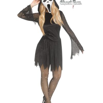 Official Scream Ghostface Ghost Face Ladies Pearl Velour Costume