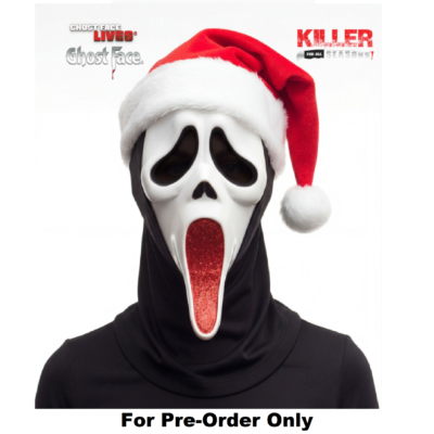 Pre-Order Official Scream Ghostface Ghost Face Glitter Red Santa Mask & Hat
