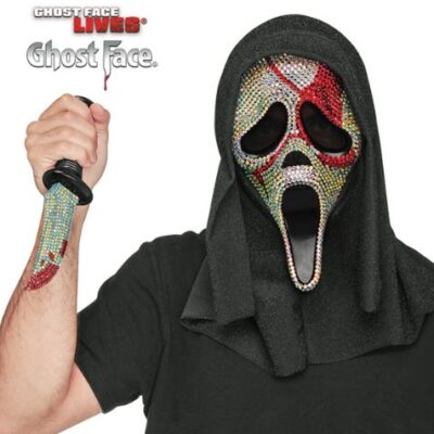 Official Scream Ghostface Ghost Face Bloody Bling Mask & Knife Set